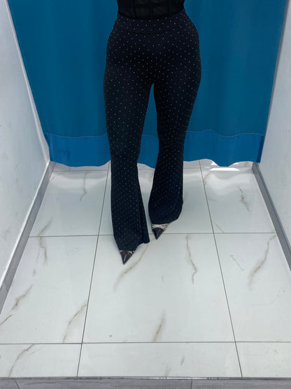 Pantalone a zampa con brillantini 25276