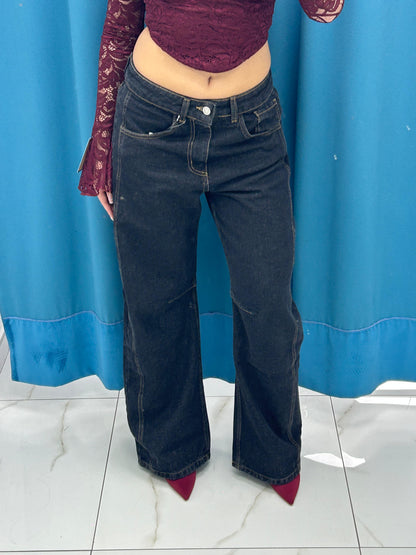 Jeans wide leg denim scuro 170