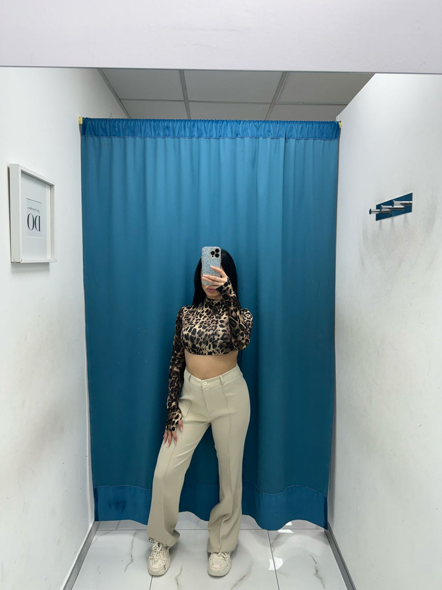 Pantalone a zampa beige 11627