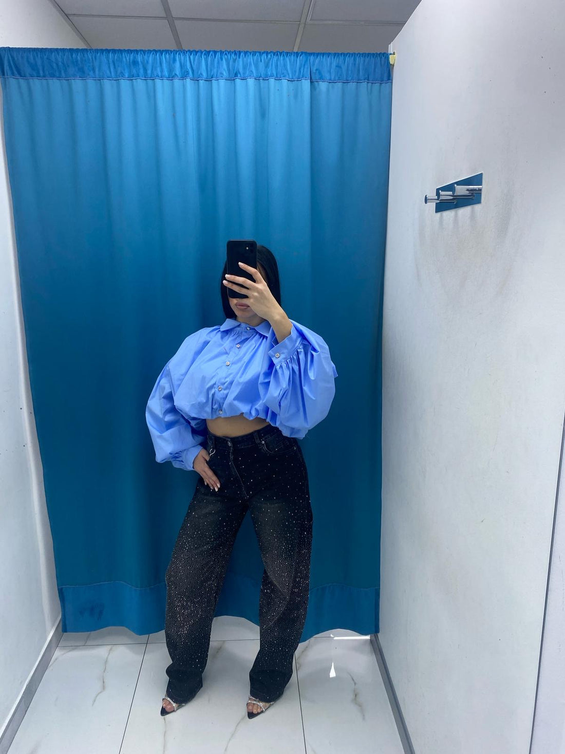 Jeans balloon shine nero 8705