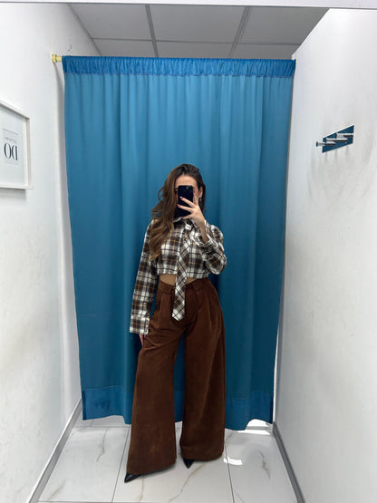 Pantalone a costine wide leg