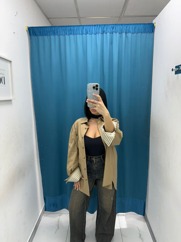 Giacca oversize beige Lumina 24091