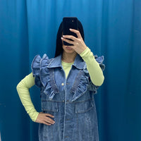 Gilet in denim con rouches 8383