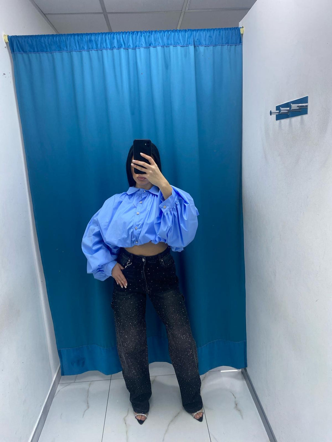 Jeans balloon shine nero 8705