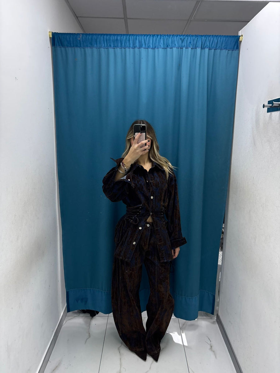 Mocha Velvet Pants - 6638