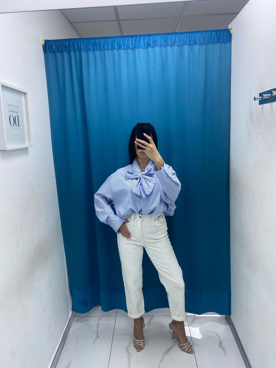 Camicia a righe con fiocco 16127