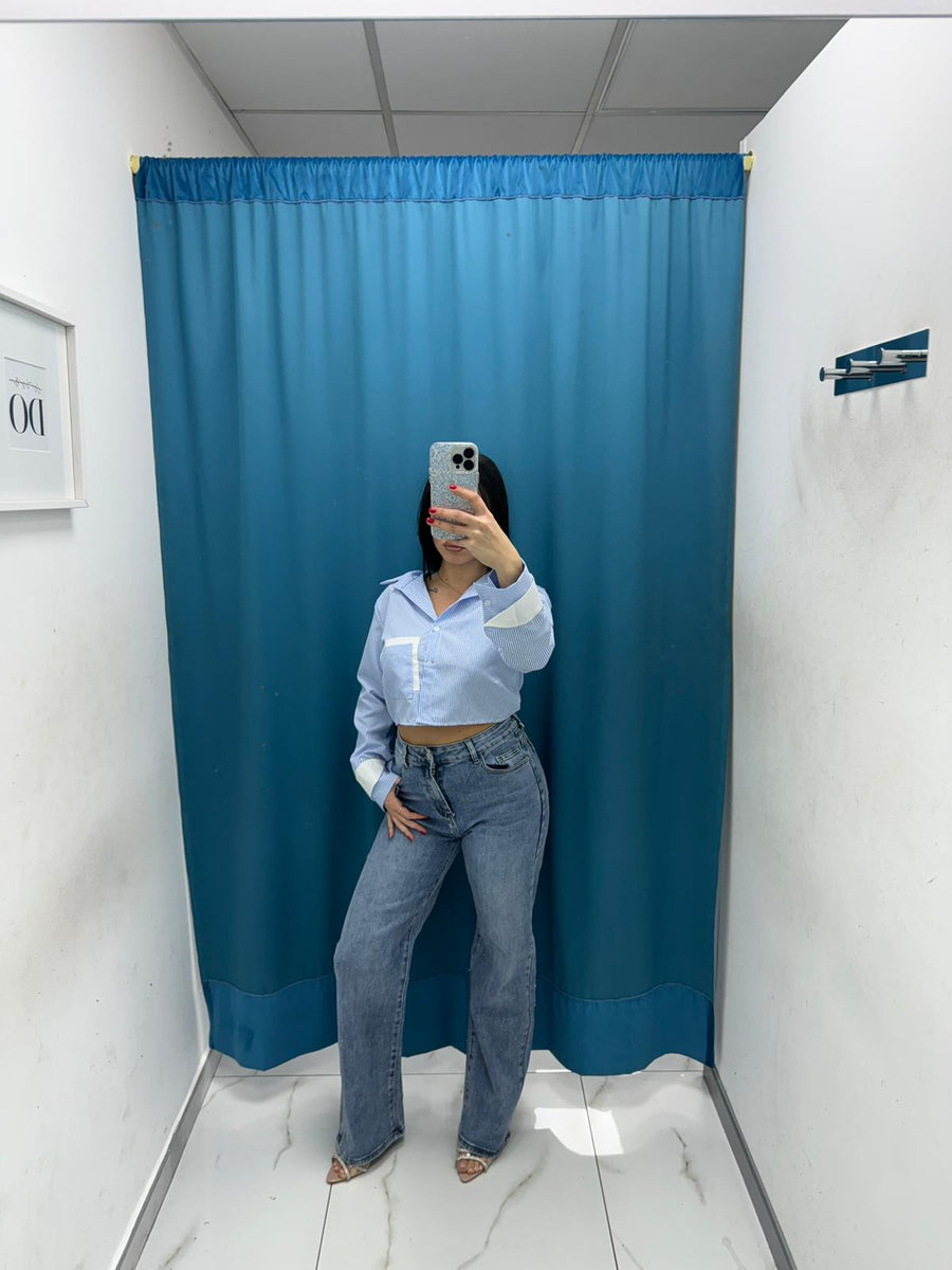 Jeans dritti con brillantini 3098