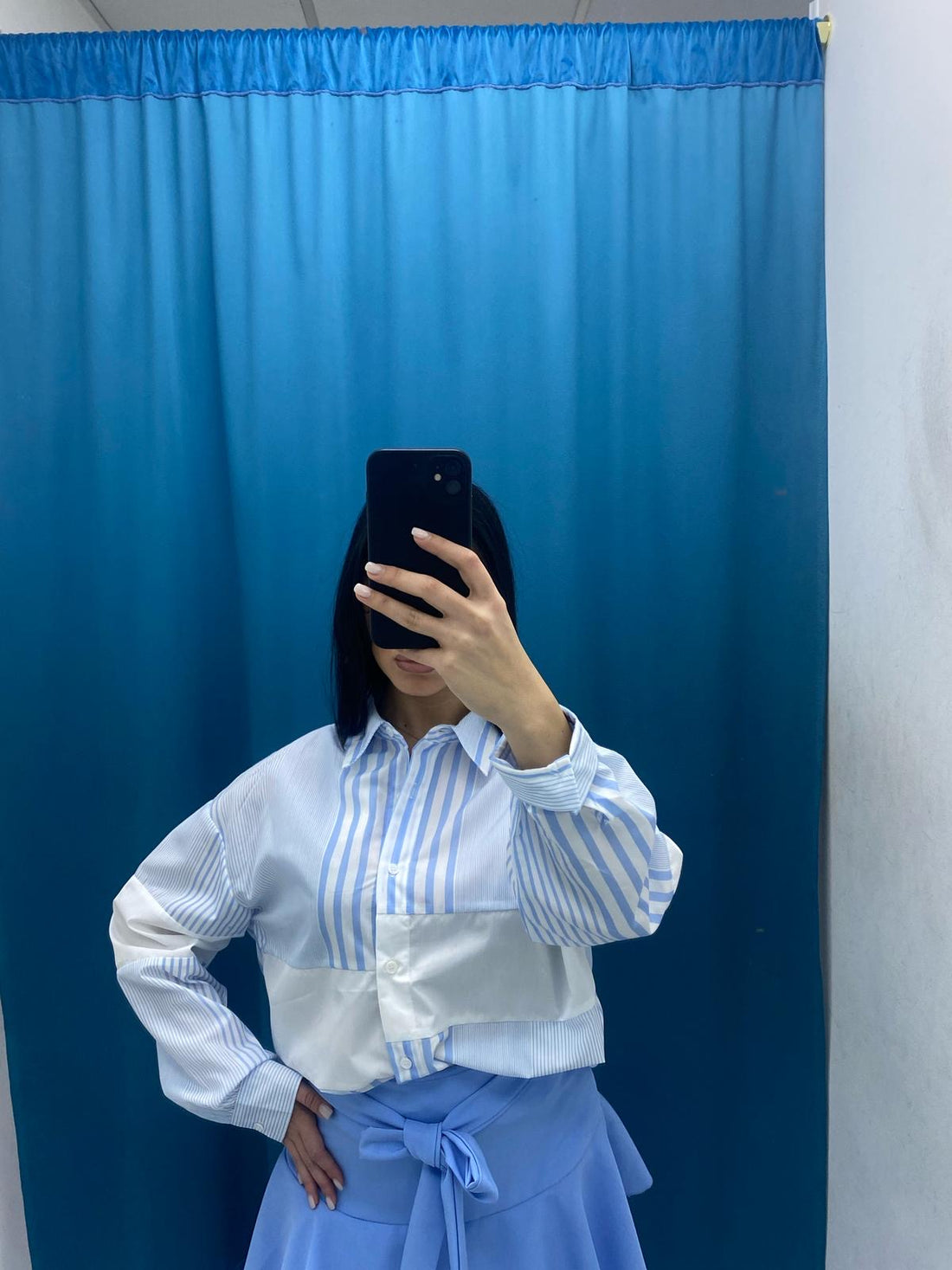 Camicia a righe celeste 33010