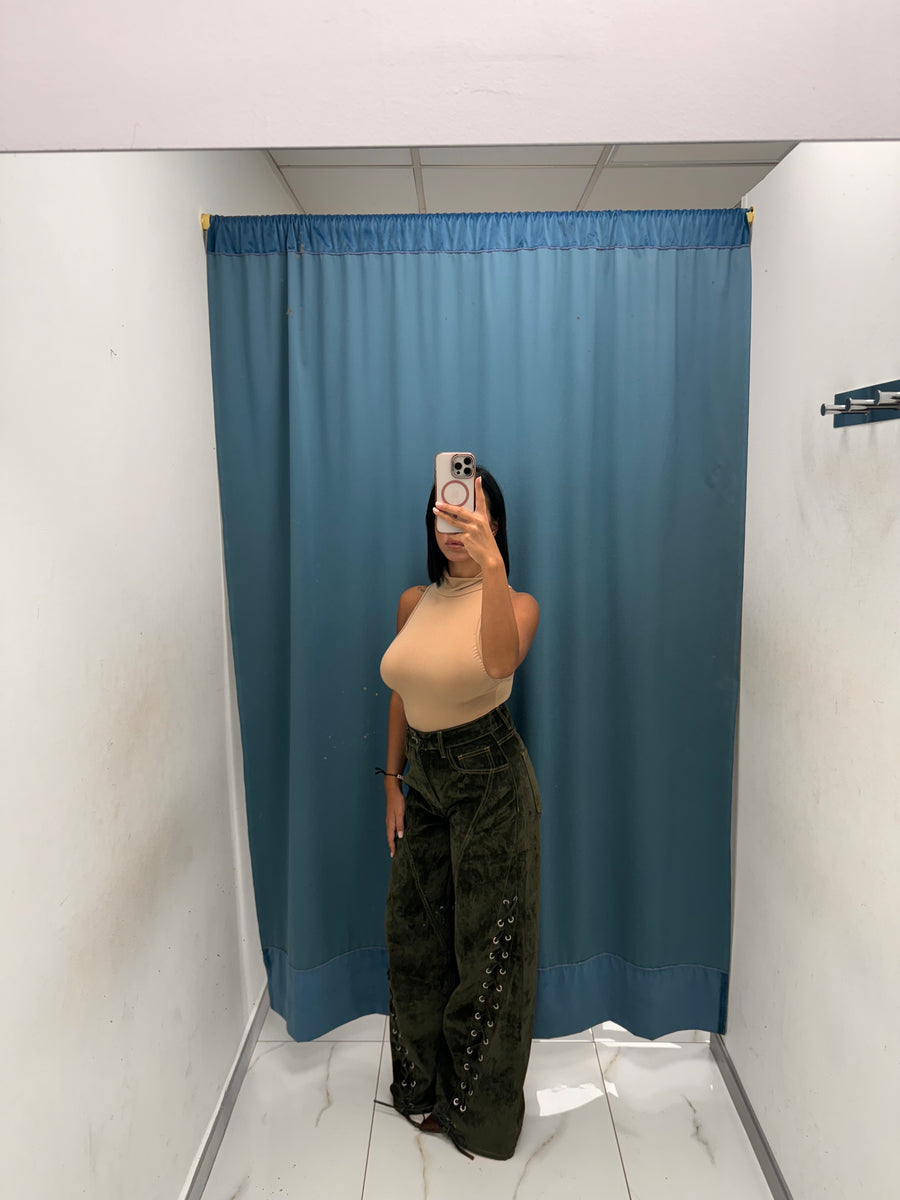 VERDÉLIA-Jeans in Velluto con Lacci-6633
