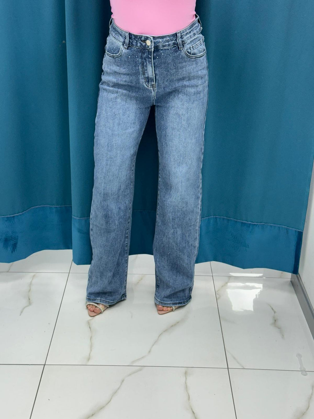 Jeans wide leg brillantini 3097