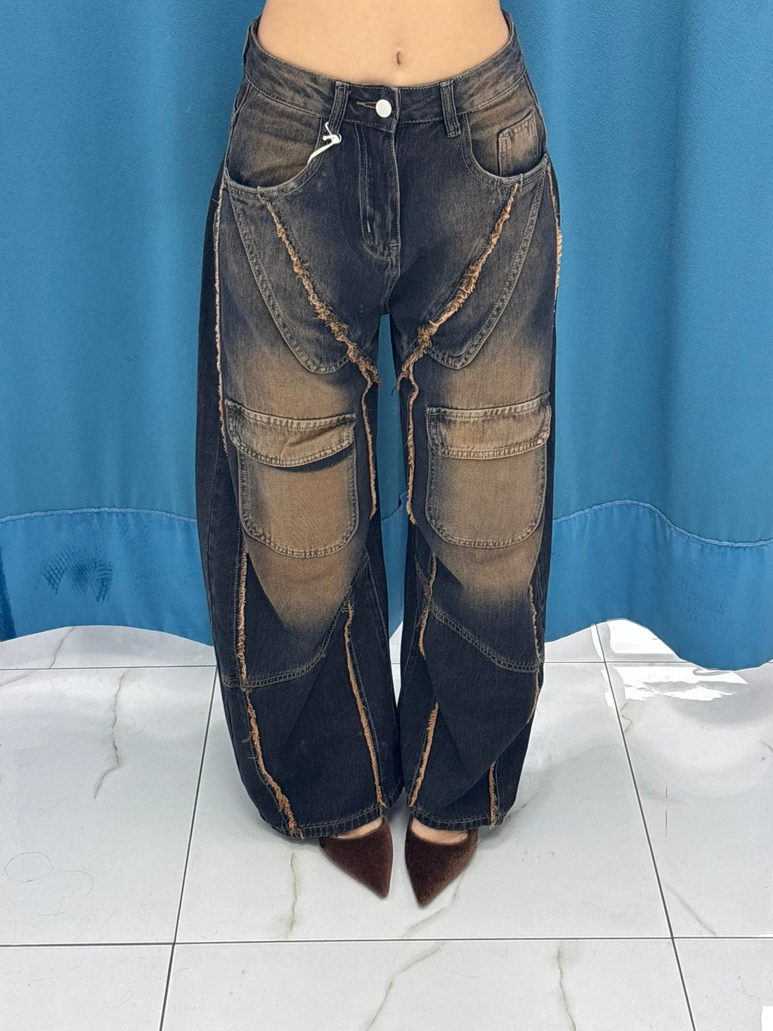 Jeans “Cognac Knee Patch” 93068