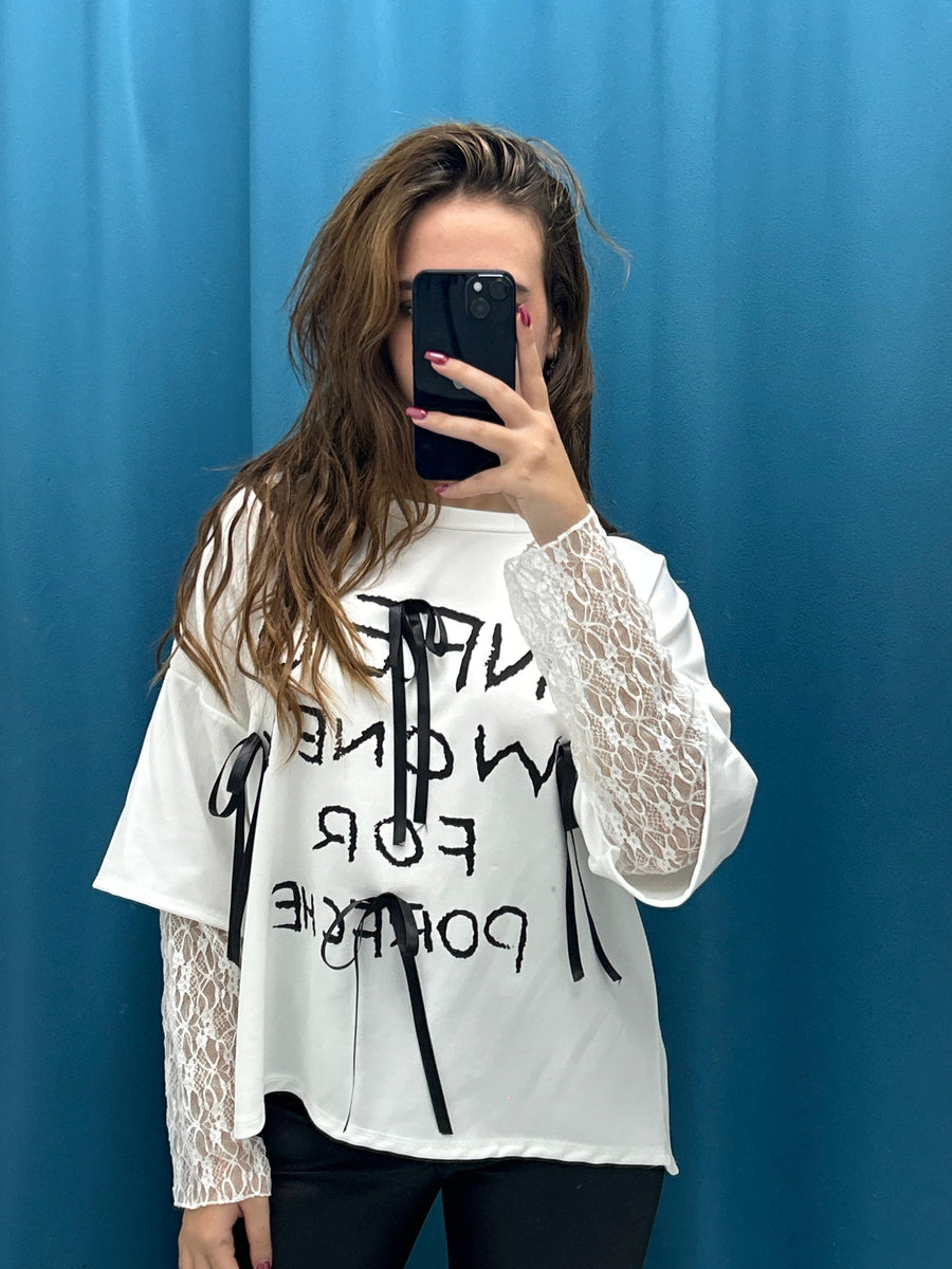 Maglia con manica in pizzo 7691
