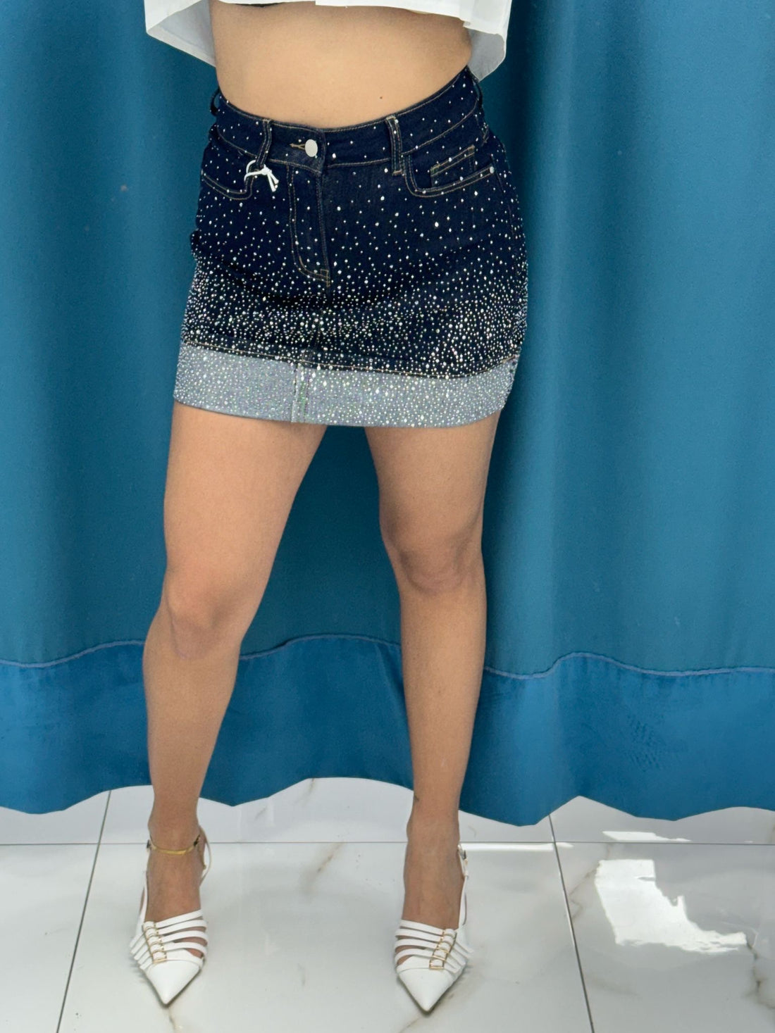 Gonna con brillantini denim 1285