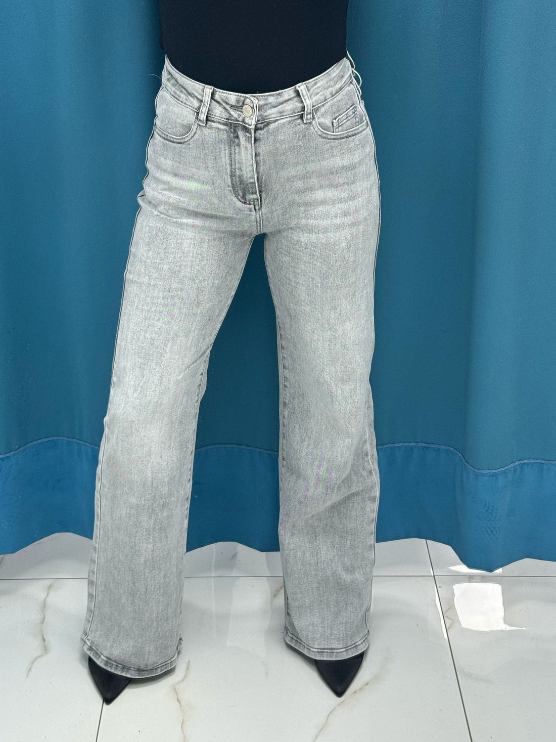 Jeans a palazzo grigio 22173