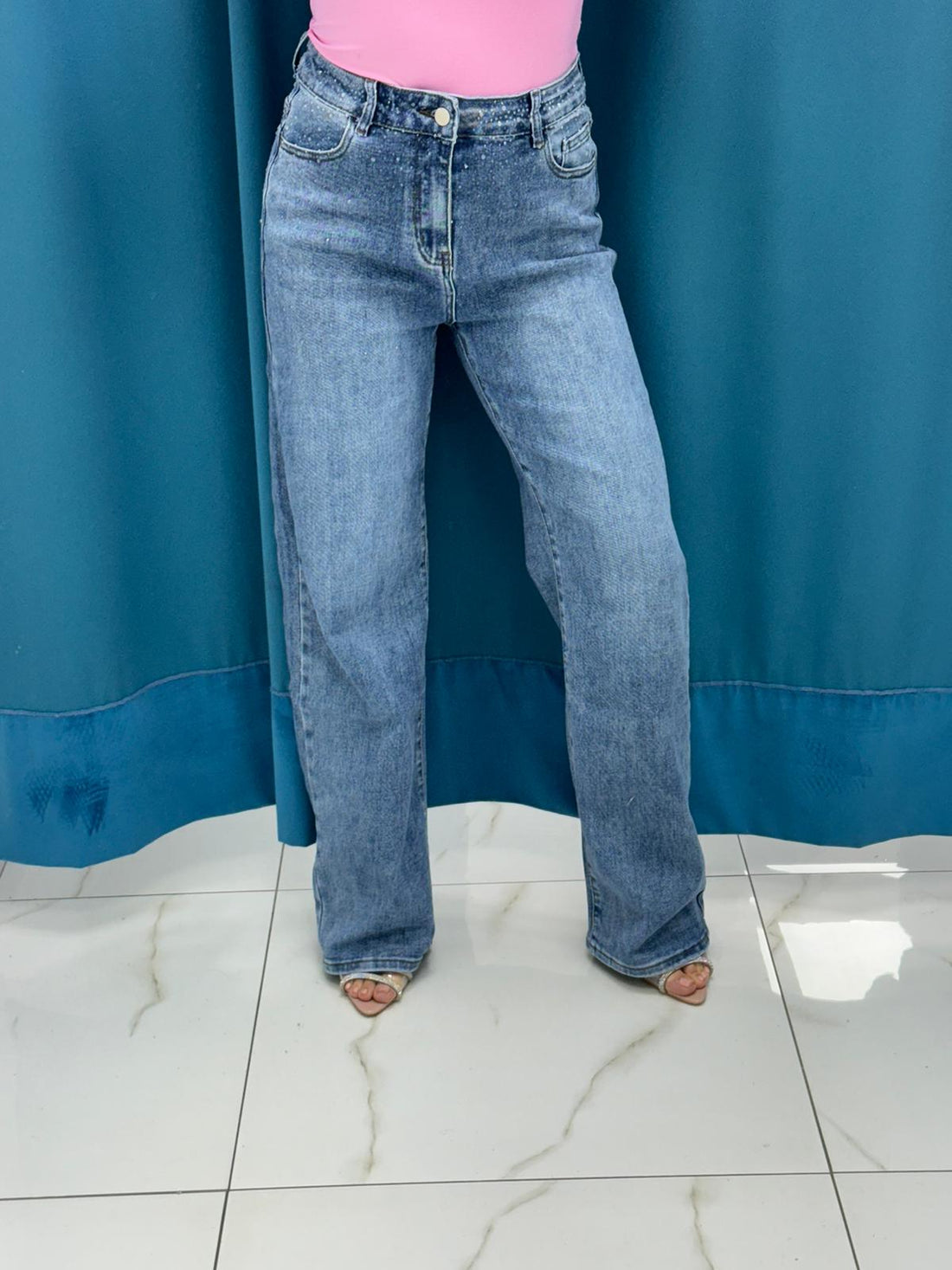 Jeans wide leg brillantini 3097