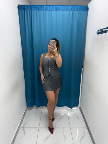 Grey Mood – Set Gilet & Skirt-3626