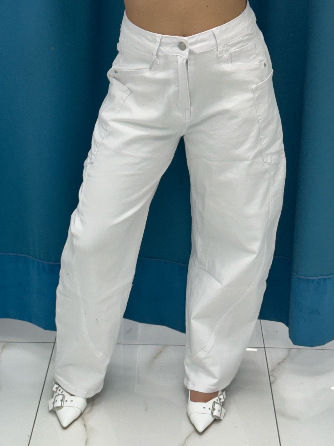 Jeans balloon bianco 8585