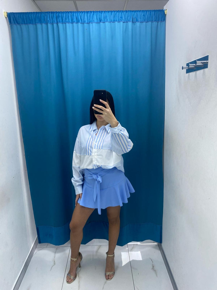 Camicia a righe celeste 33010