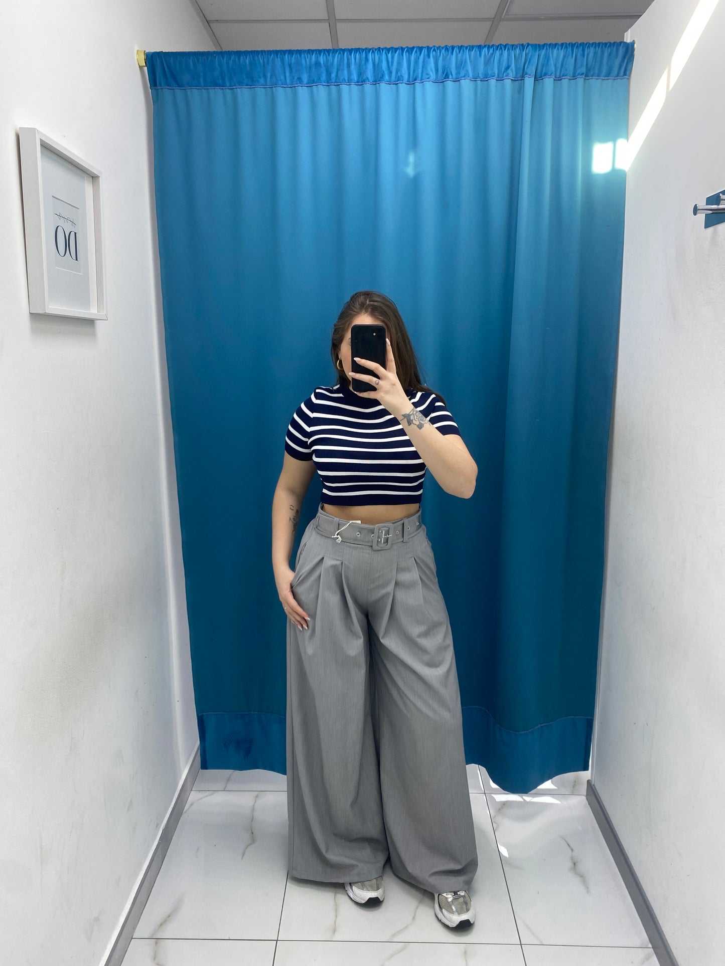 Pantalone wide leg con cintura 18065