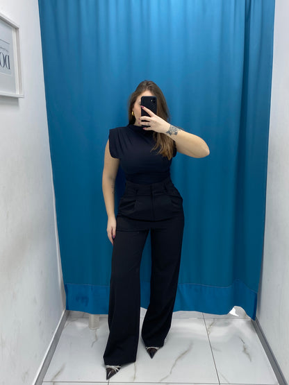 Pantalone vita alta full length nero