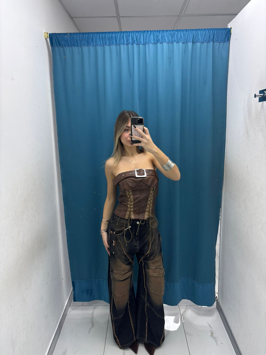 Jeans “Cognac Knee Patch” 93068