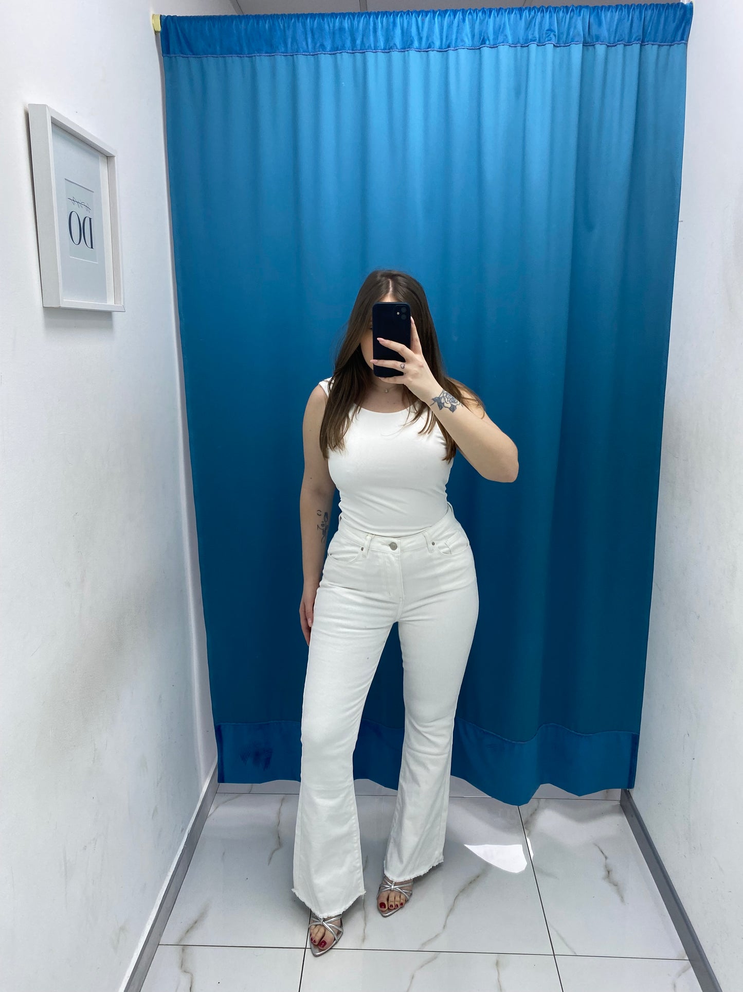 Jeans flare bianco 77791