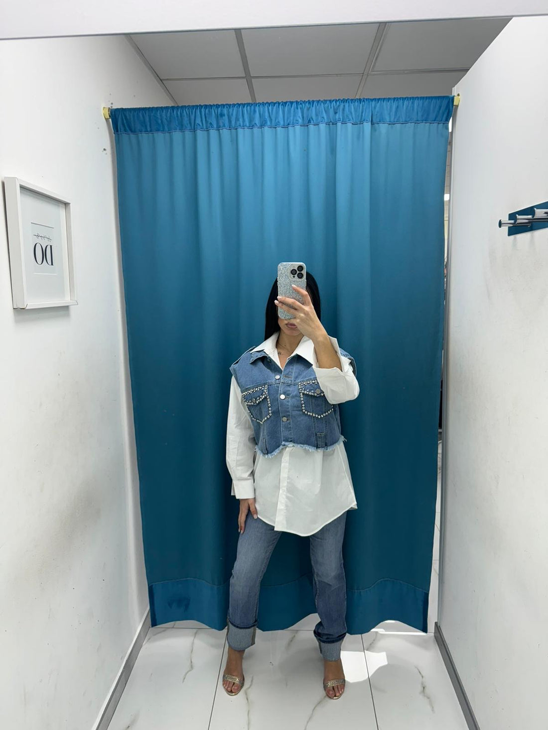 Camicia con gilet in denim 0648