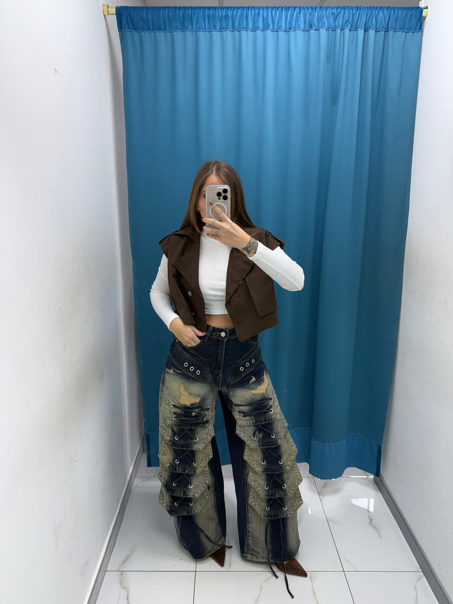 Jeans Wide Leg con Frange-22101
