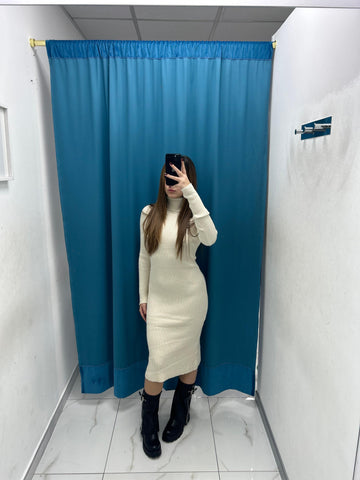Vestito a costine con collo 55742