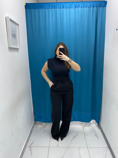 Pantalone vita alta full length nero