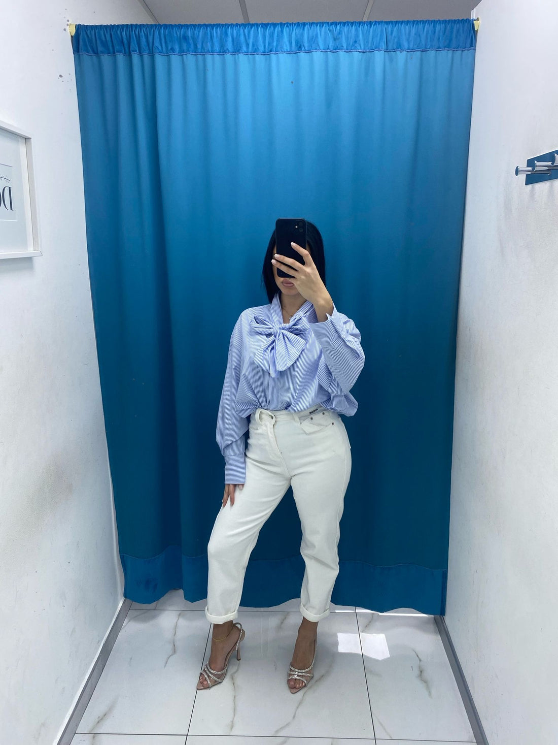 Camicia a righe con fiocco 16127