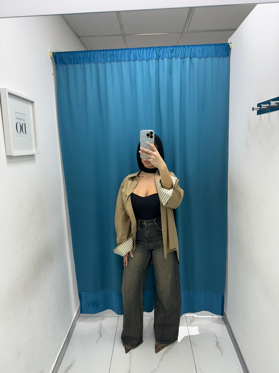 Giacca oversize beige Lumina 24091