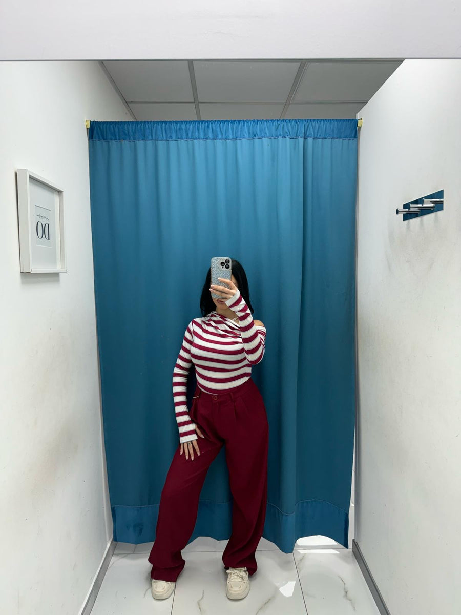 Pantalone a palazzo bordeaux 13127
