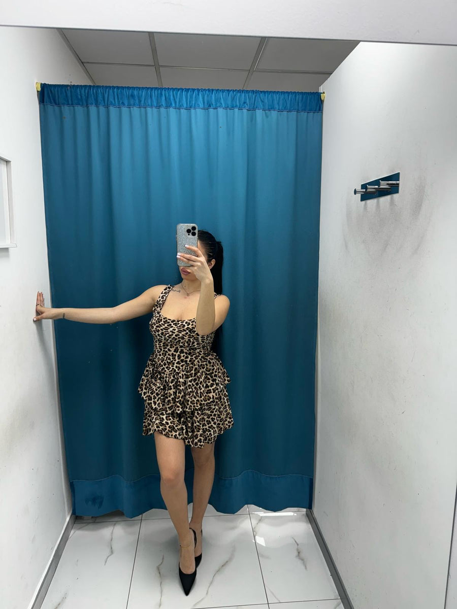 Vestito balze leopardato 41219