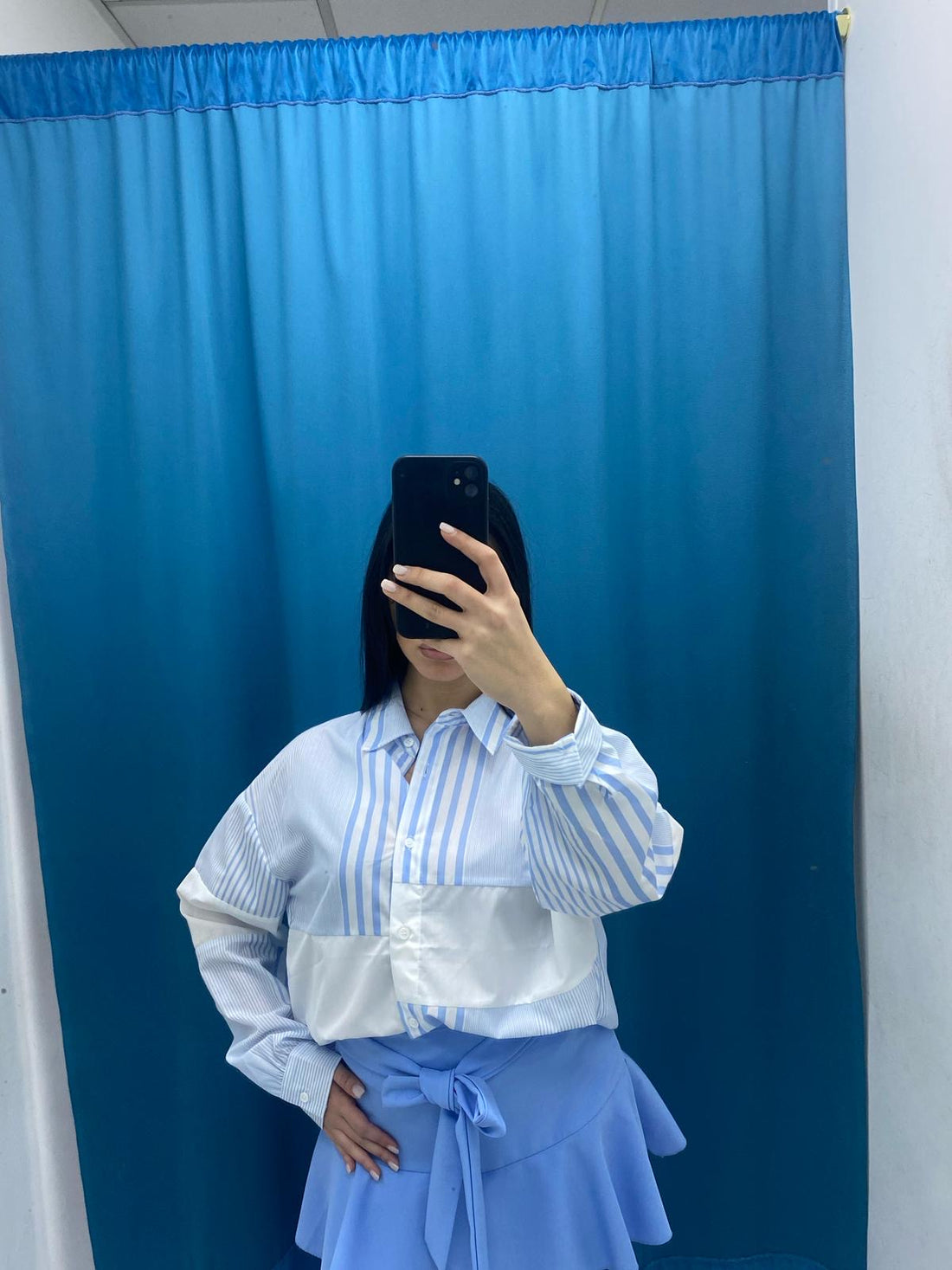 Camicia a righe celeste 33010