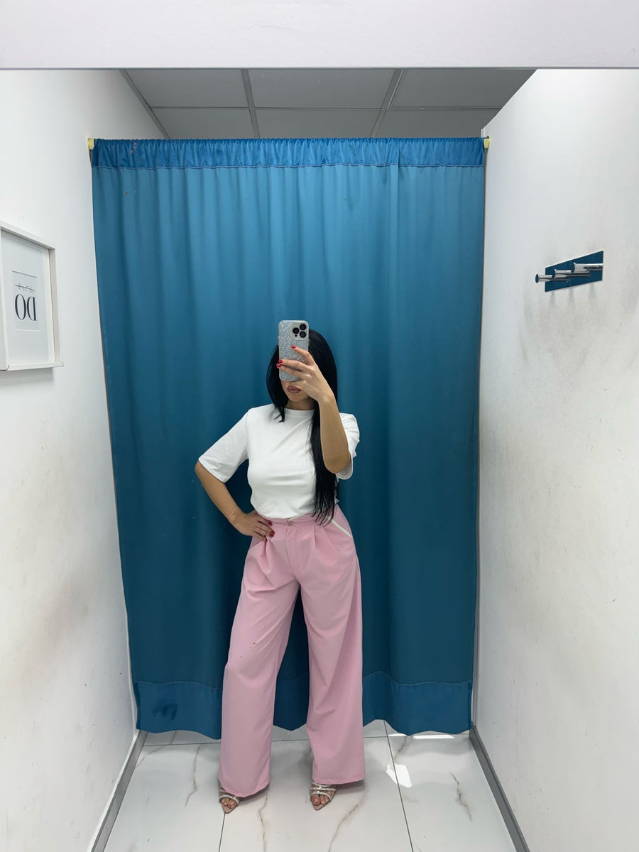Pantalone wide leg rosa 9160