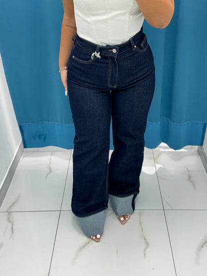 Jeans con risvolto denim scuro 3629