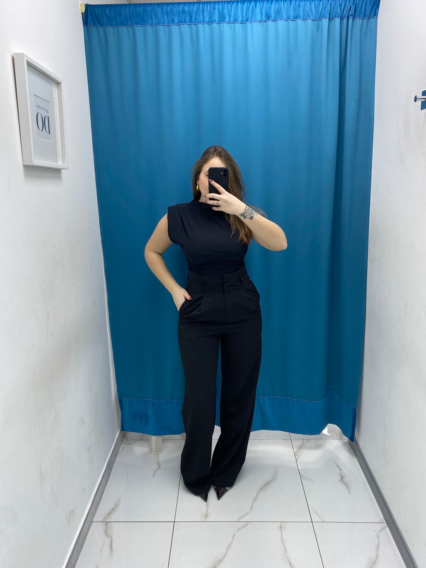 Pantalone vita alta full length nero