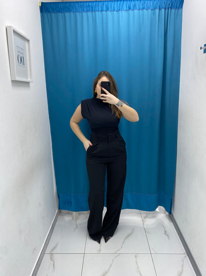 Pantalone vita alta full length nero