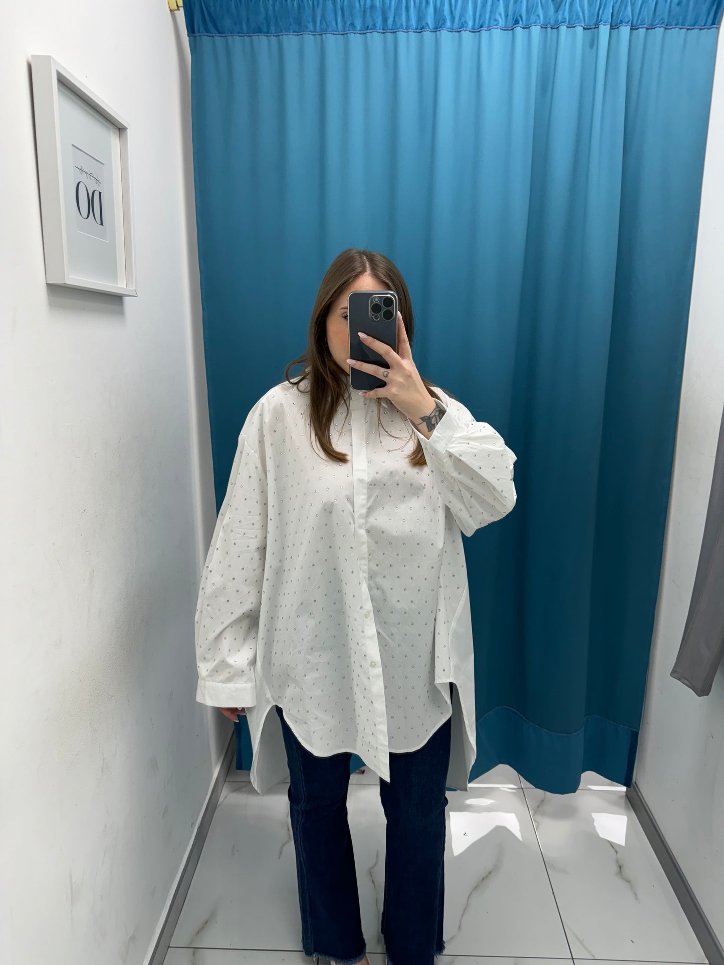 Camicia oversize con brillantini 18039