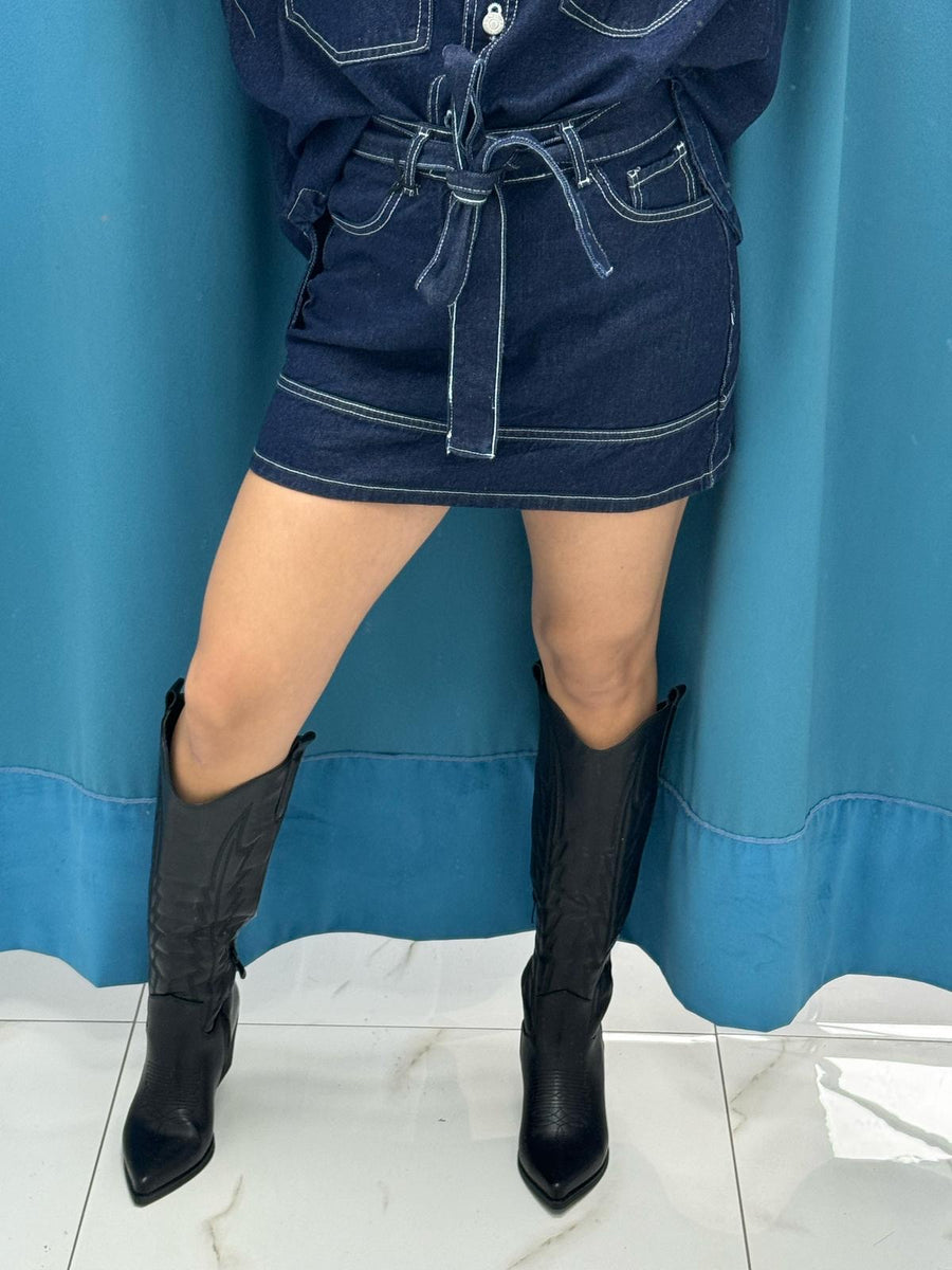 Coordinato camicia e gonna denim