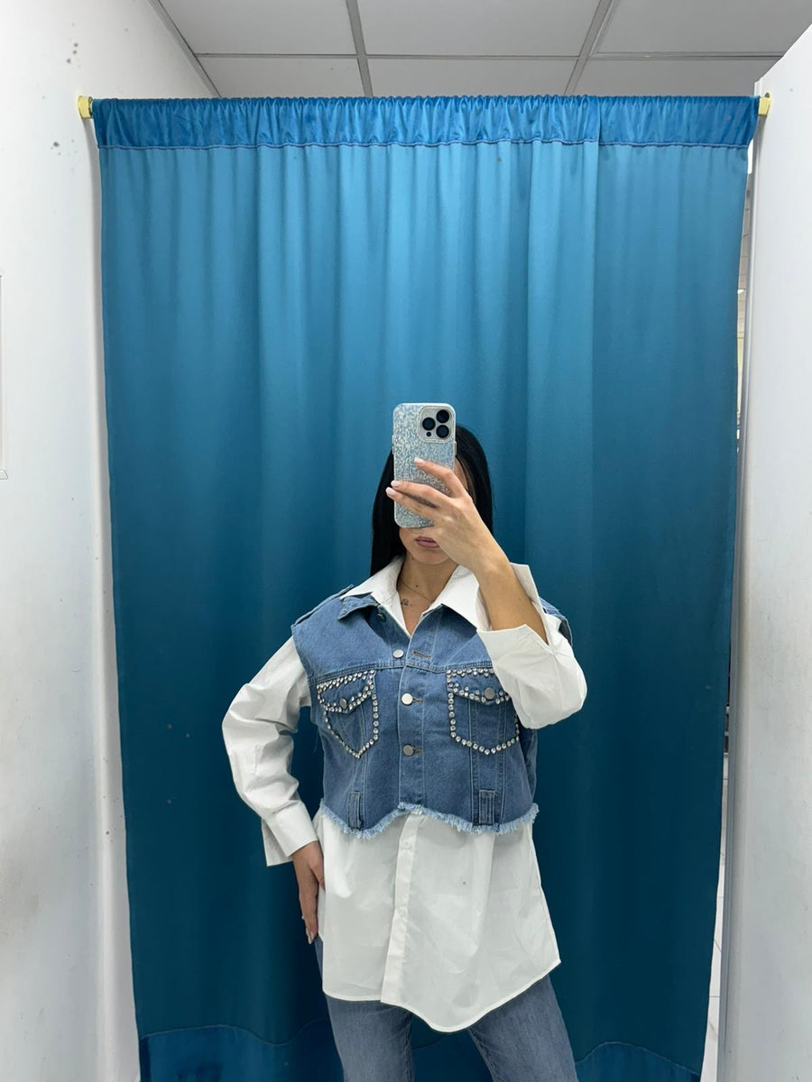 Camicia con gilet in denim 0648