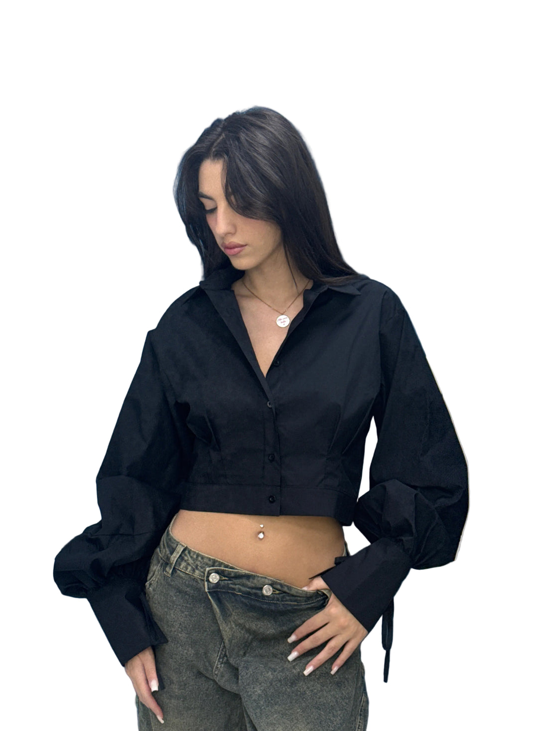 Camicia Cropped "Chloe Tie"-065