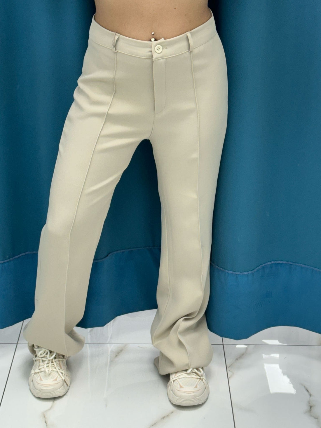 Pantalone a zampa beige 11627