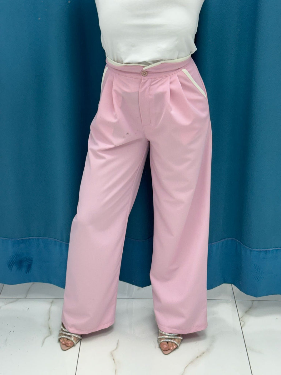 Pantalone wide leg rosa 9160