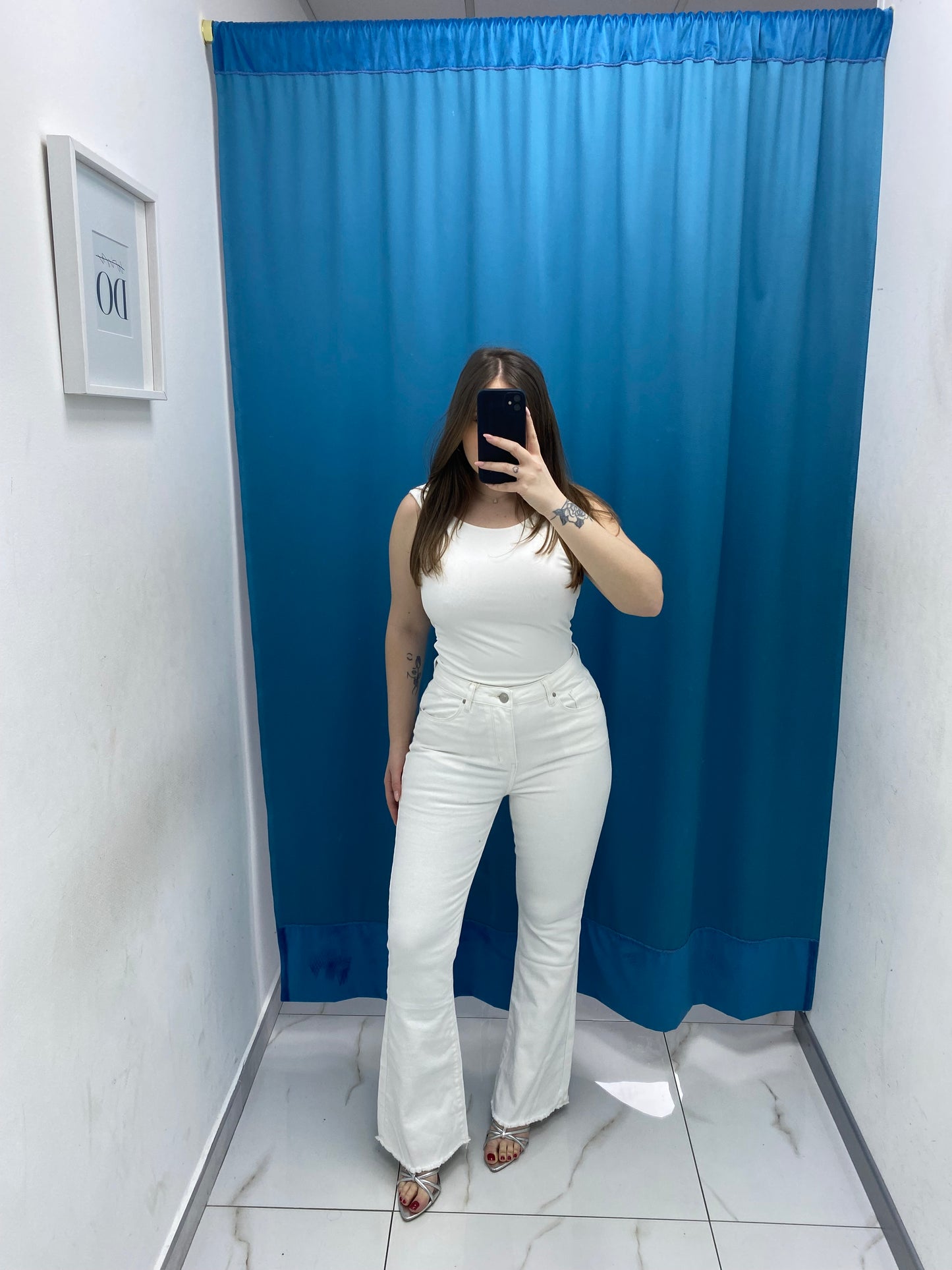 Jeans flare bianco 77791