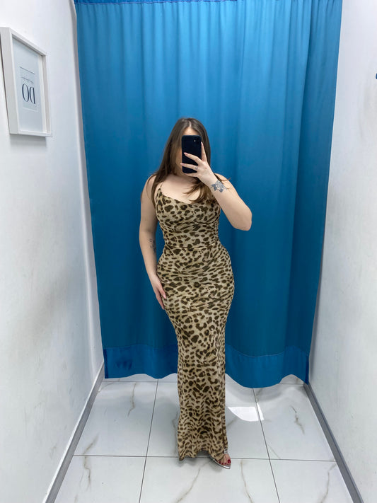 Vestito lungo leopardato 12948