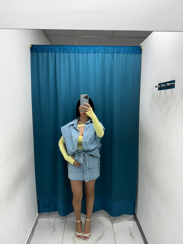 Coordinato gilet denim e gonna 030