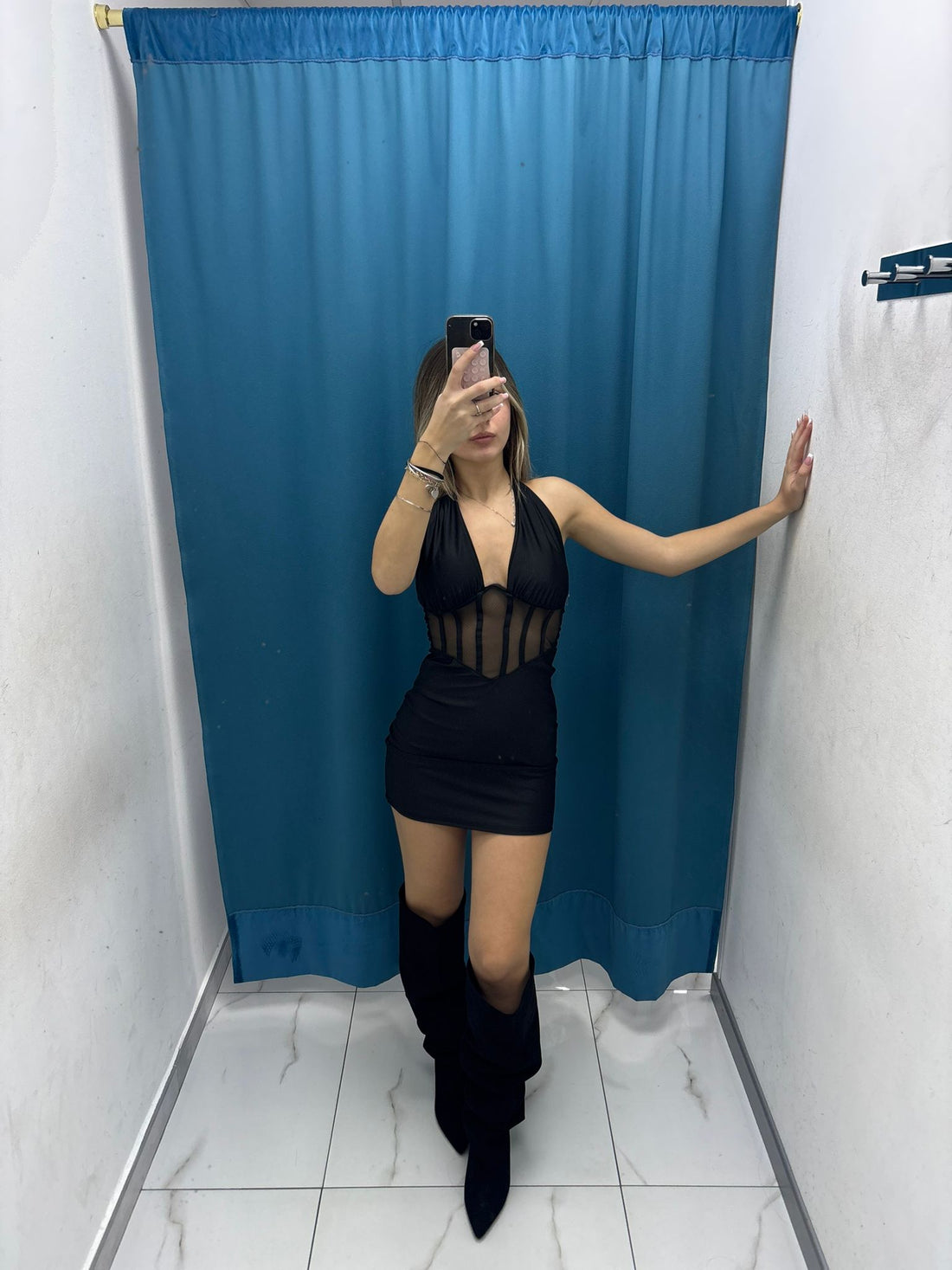 Midnight Sheer Dress - 6049