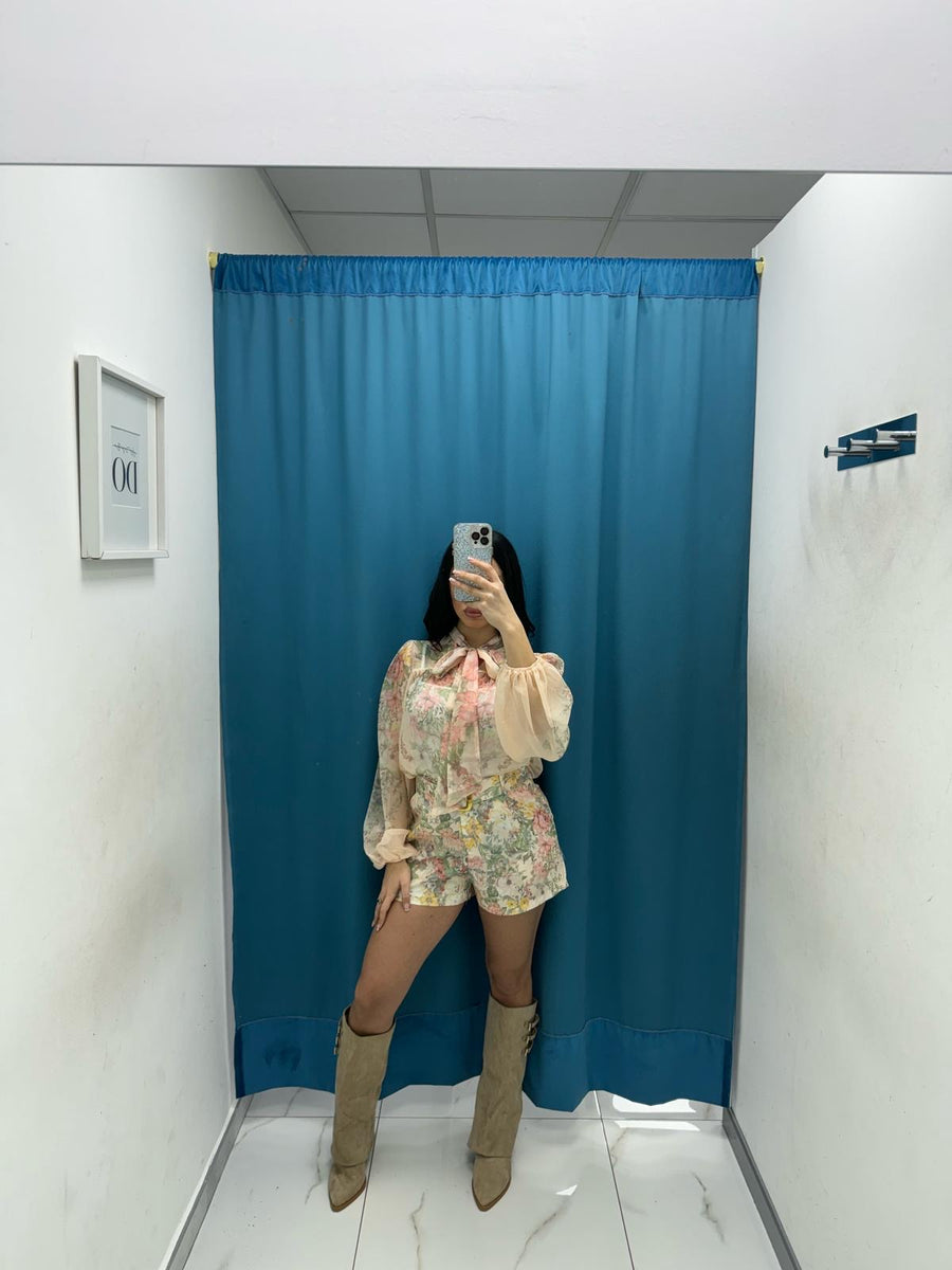 Coordinato camicia e shorts a fiori 81229